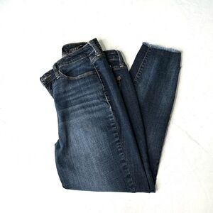 Nine West Blue Jeans Skinny Crop Ankle Raw Hem Medium Wash Size 10